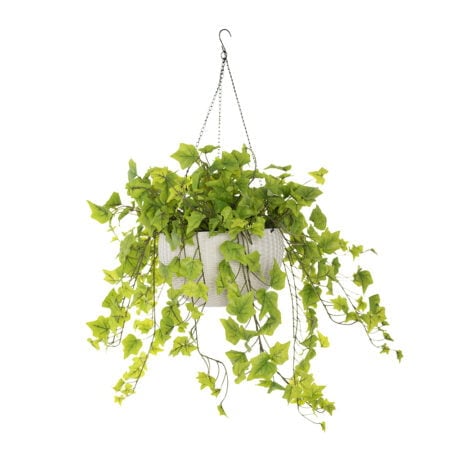 Plante suspendue de lierre artificiel en pot blanc