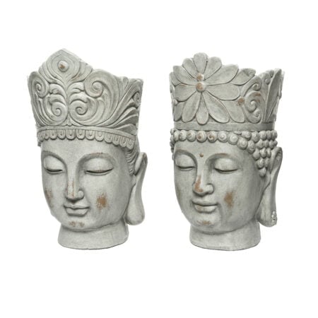 Outdoor buddha head flower pot, 14 x 9''