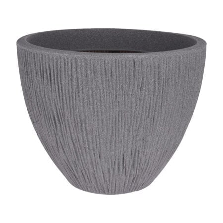 Pot en plastique nervuré gris, 12 x 15,5''