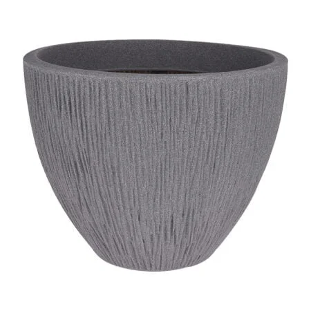 Pot en plastique nervuré gris, 12 x 15,5''