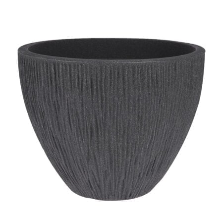 Pot en plastique nervuré noir, 12 x 15,5''