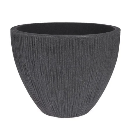 Pot en plastique nervuré noir, 12 x 15,5''