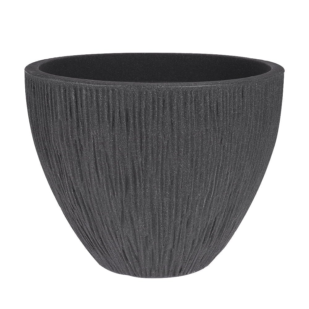 Pot en plastique nervuré noir, 12 x 15,5'' - Décors Véronneau