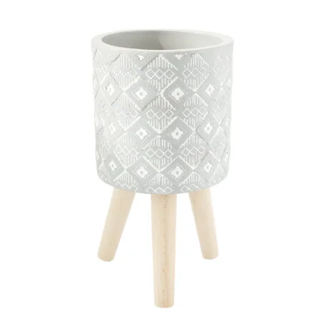 Pot sur pattes à motif ethnique, 16 x 8,5''