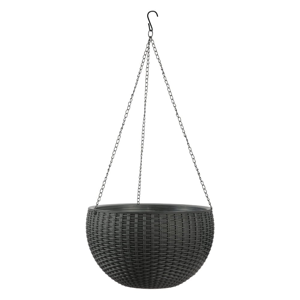Pot suspendu en plastique noir, 6,5 x 10 x 10" - Décors Véronneau