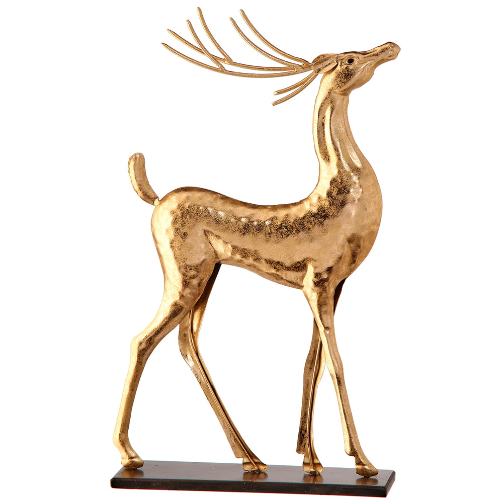 Metal gold Christmas reindeer, 14,5'' Décors Véronneau