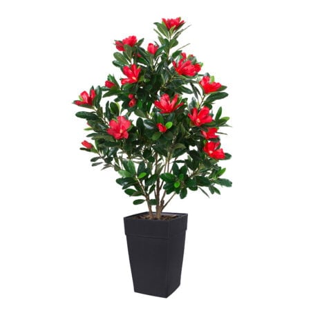 Rhododendron rouge artificiel en pot extérieur, 50''