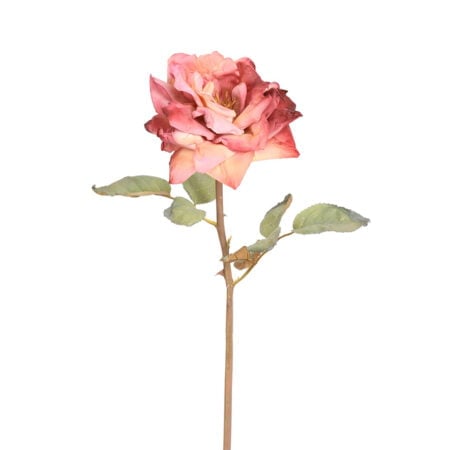 Dried look artificial pink open rose, 22