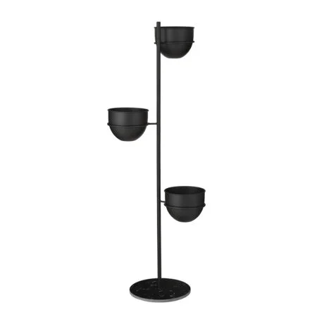 Support pour plantes d'intérieur avec pots noirs, 55 x 16''