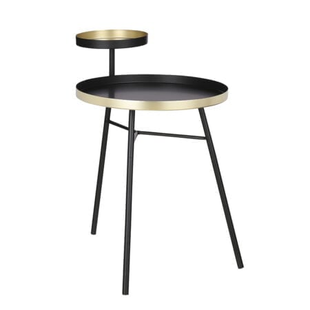 Design black and gold side table, 23 x 20