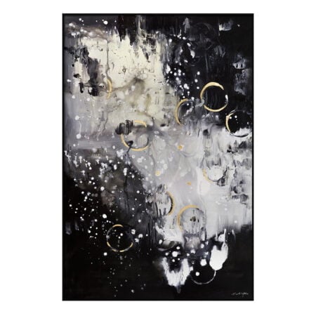 Tableau abstrait bulles dorées, 32 x 47