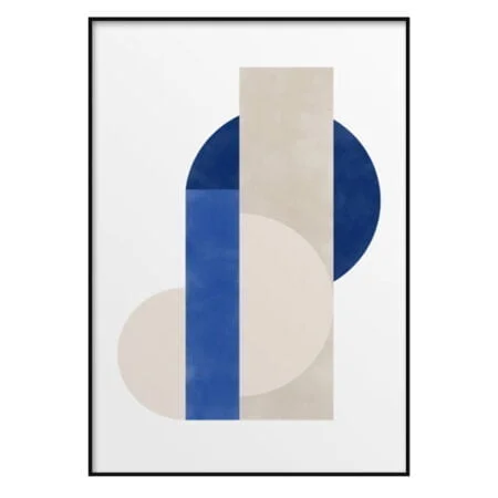 Tableau géométrique bleu et beige, 24 x 36