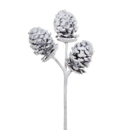 Trio of snow-dusted pinecones, 20''