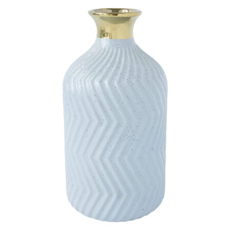 Vase bouteille bleu et doré, 9 x 4,5''