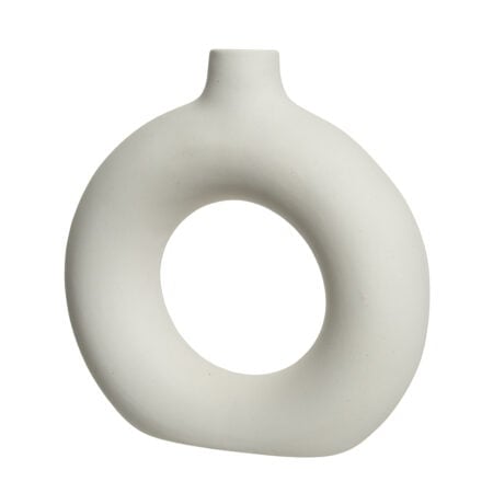 Handmade white porcelain donut vase, 8,5 x 8,5