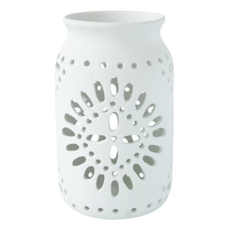 Detailed white ceramic vase, 10 x 6''