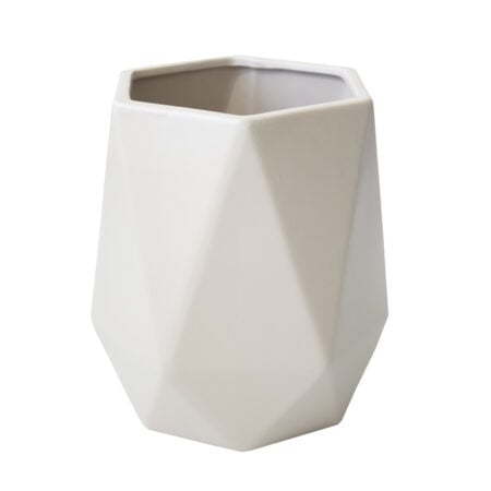 Beige ceramic vase, 8 x 5''