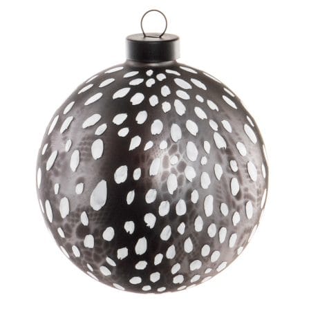 Grey glass speckled Christmas bauble, 4''