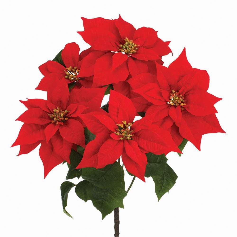 Bouquet de poinsettias rouges en velours, 23'' - Décors Véronneau