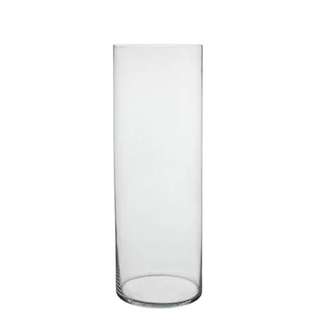 Vase à fleurs cylindrique en verre, 27,5 x 8''