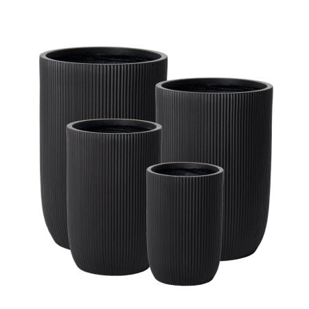 Pot noir strié en fibrociment