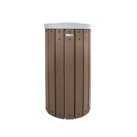 Poubelle en composite brun avec couvercle rotatif, 30 x 19''