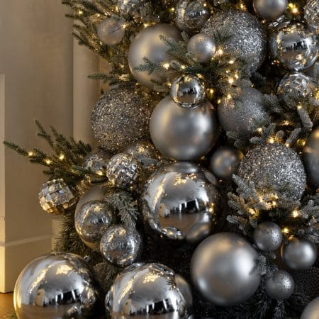 Silver glitter Christmas ornament, 8