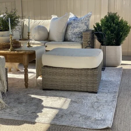 Textured beige recycled polypropylene planter with grey terrazzo finish - Décors Véronneau