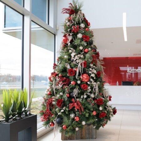 Boule de Noël géante rouge lustrée, 10'' - Décors Véronneau