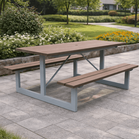 Table à pique-nique à 2 bancs en composite brun - Collection Horizon, 30 x 72'' - Décors Véronneau