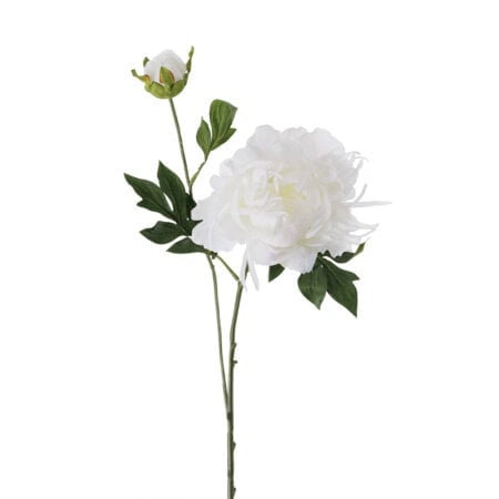 Artificial white peony with bud, 28''