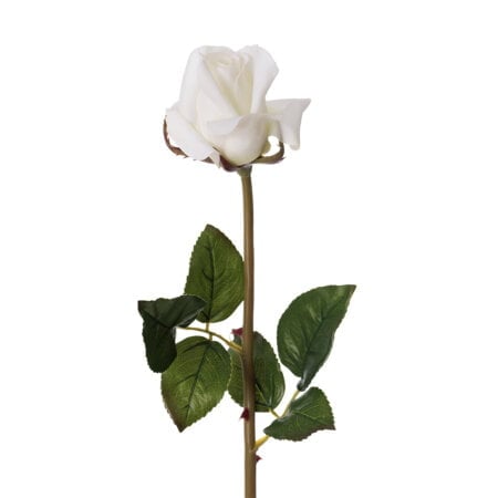 Real-touch artificial white rose bud, 22,5''