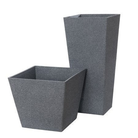 Dark grey recycled polypropylene outdoor pot