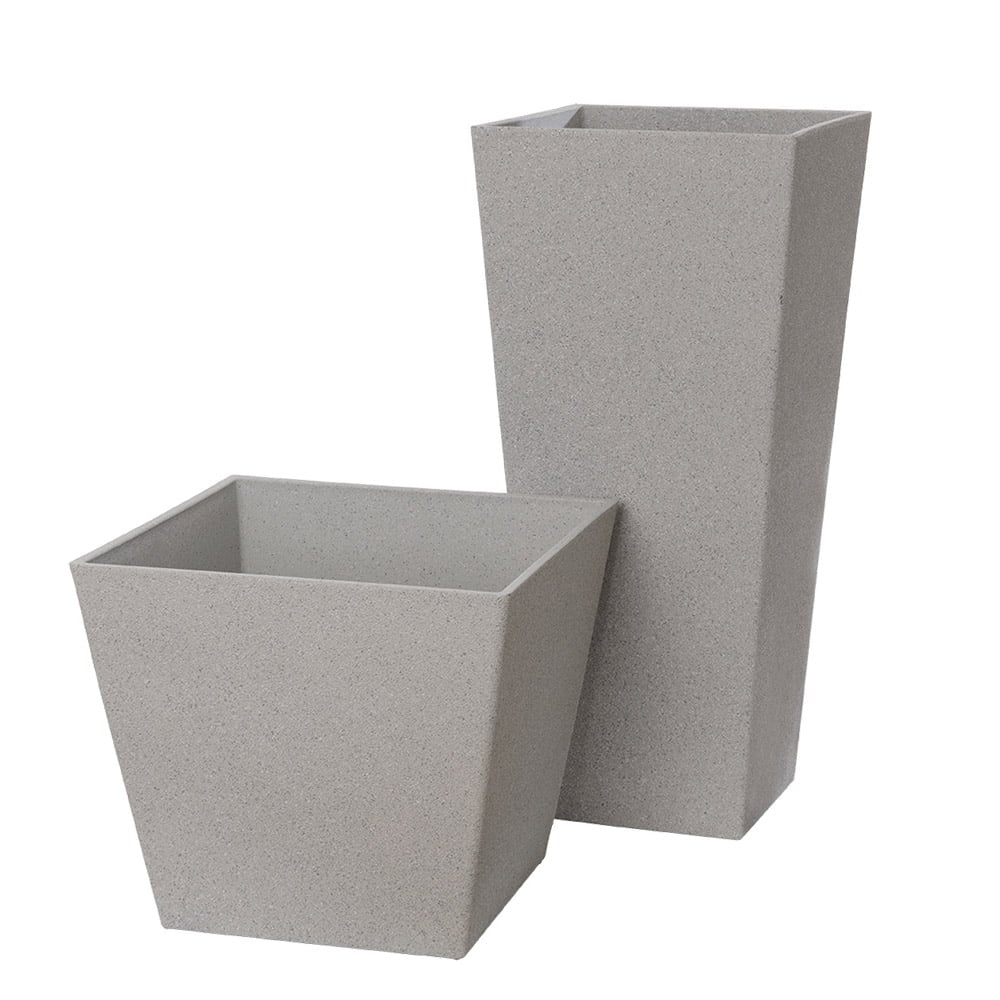 Light grey recycled polypropylene outdoor pot - Décors Véronneau