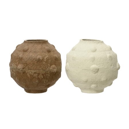 Petit vase rond en papier mâché, 7 x 7,5''