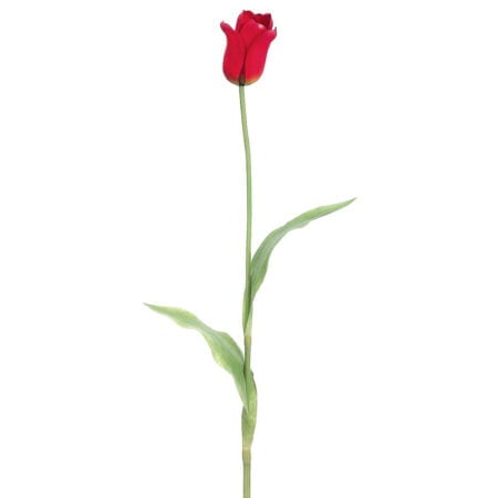 Tulipe hollandaise rouge artificielle au toucher réel, 28''