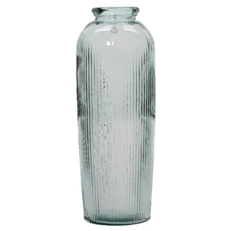 Vase à fleurs gris strié en verre recyclé, 27,5 x 12''