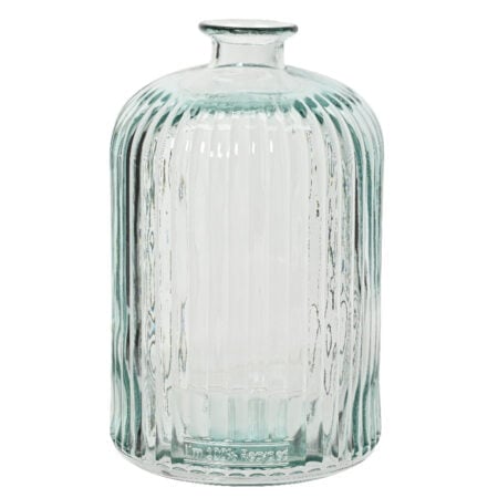 Vase soliflore gris strié en verre recyclé, 9 x 6''