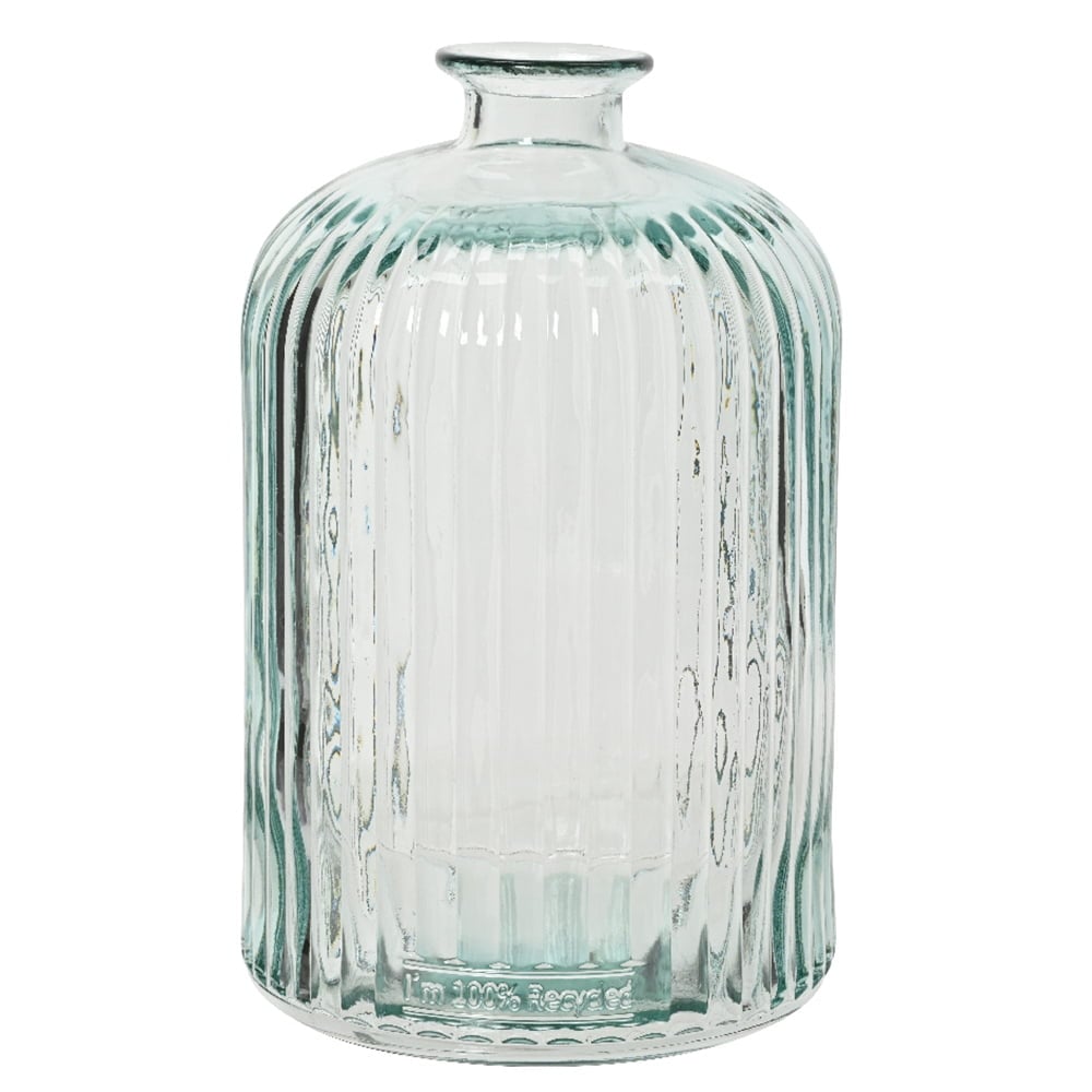 Grey striped soliflore recycled glass vase, 9 x 6'' - Décors Véronneau