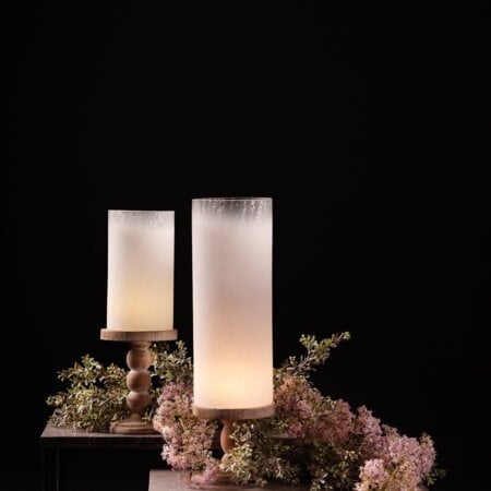 Hurricane crackled effect glass candle holder, 7,5 x 4,5'' - Décors Véronneau