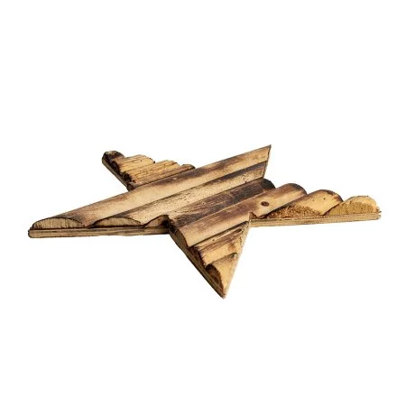 Poplar wood star ornament, 10'' - Décors Véronneau