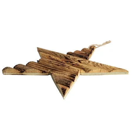 Poplar wood star ornament, 12'' - Décors Véronneau