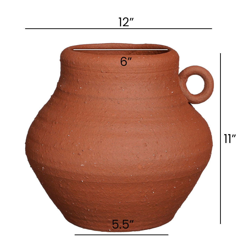 Handmade terracotta vase with handle, 11 x 12'' - Image 3 - Décors Véronneau
