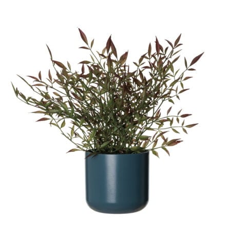 Herbes foncées artificielles en pot bleu