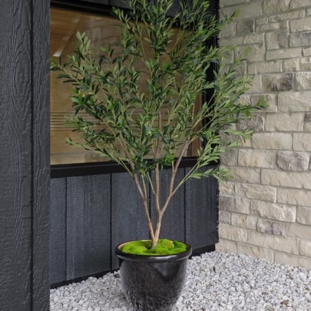 Shiny black recycled polypropylene planter - Décors Véronneau