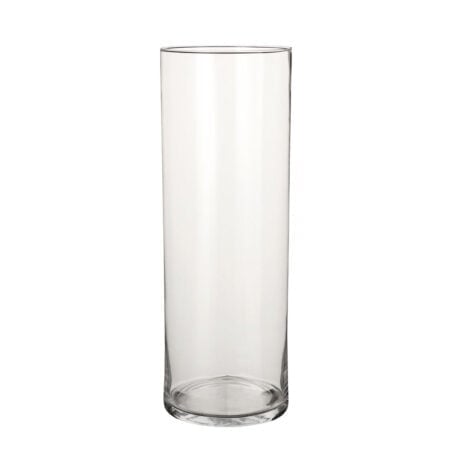Cylindrical clear glass vase
