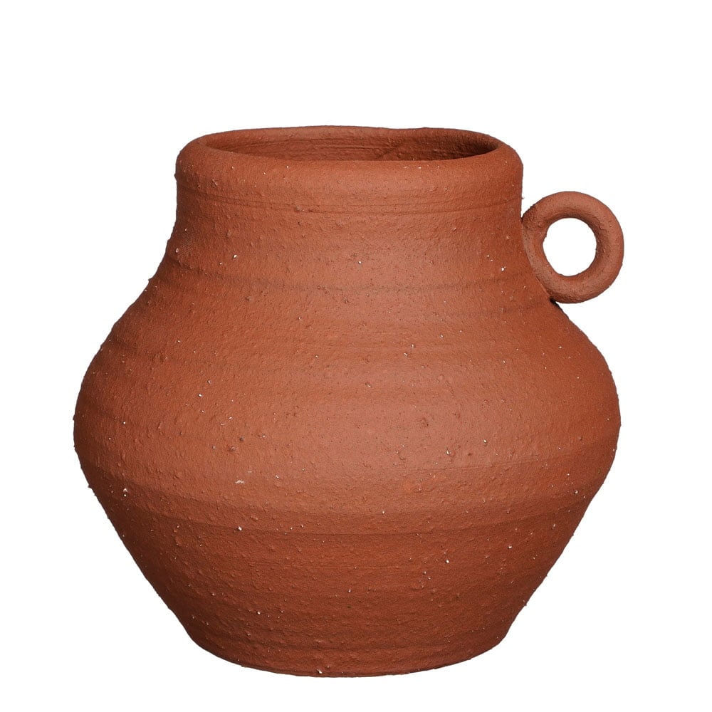 Handmade terracotta vase with handle, 11 x 12'' - Décors Véronneau
