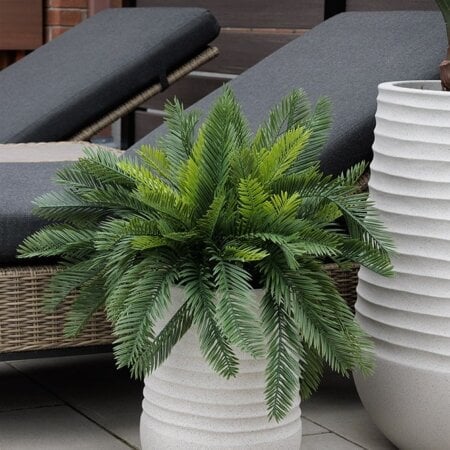 Arrangement de cycas artificiel en pot beige fini terrazzo gris, 26 x 20'' - Décors Véronneau