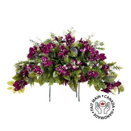 Arrangement de bougainvillier mauve pour pierre tombale, 16 x 26