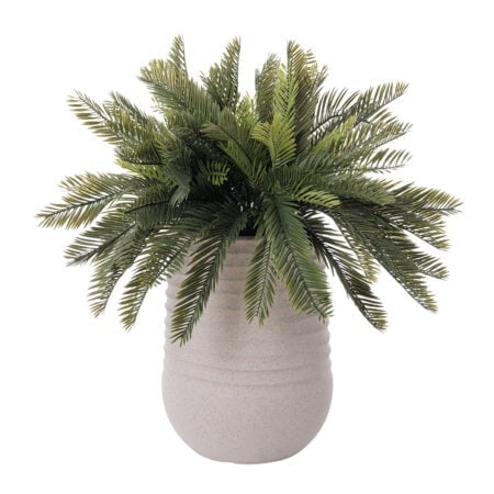 Arrangement de cycas artificiel en pot beige fini terrazzo gris, 26 x 20''